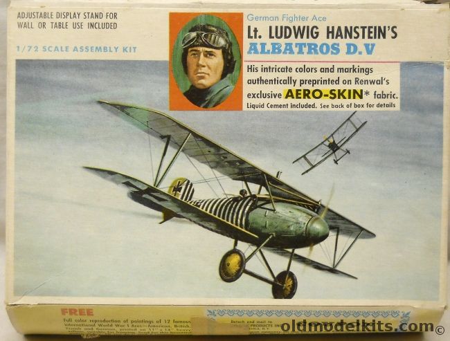 Renwal 1/72 Albatros D.V Aeroskin Lt. Ludwig Hanstein's Aircraft, 272-69 plastic model kit