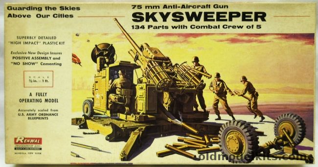 Renwal 1/32 Skysweeper 75mm Anti-Aircraft Gun - M51 (D48), 552-198 plastic model kit