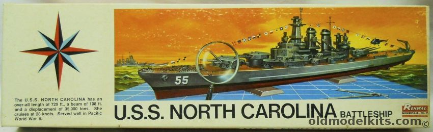 Renwal 1/500 USS North Carolina BB55 Battleship, 601 plastic model kit