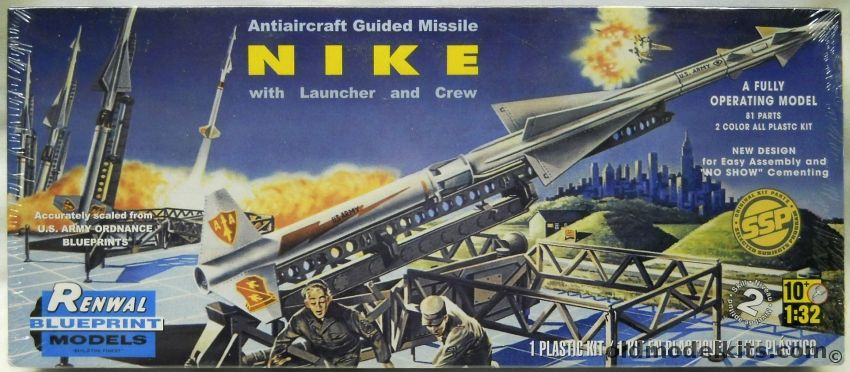 Renwal 1/32 Nike Ajax Anti-Aircraft Guided Missile - With Launcher and Crew - (MIM-3), 85-7815 plastic model kit