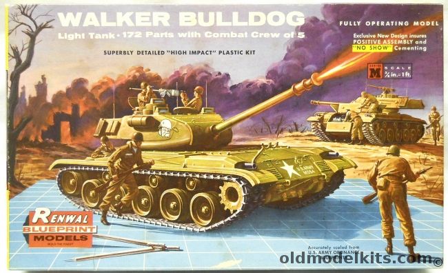 Renwal 1/32 Walker Bulldog Light Tank - With Combat Crew, M554-198 plastic model kit