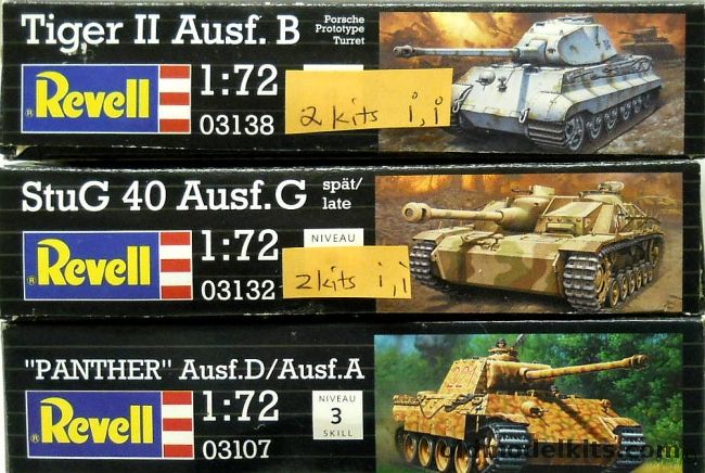 Revell 1/72 TWO Tiger II Ausf.B Porsche Turret / TWO StuG 40 Ausf.G ...