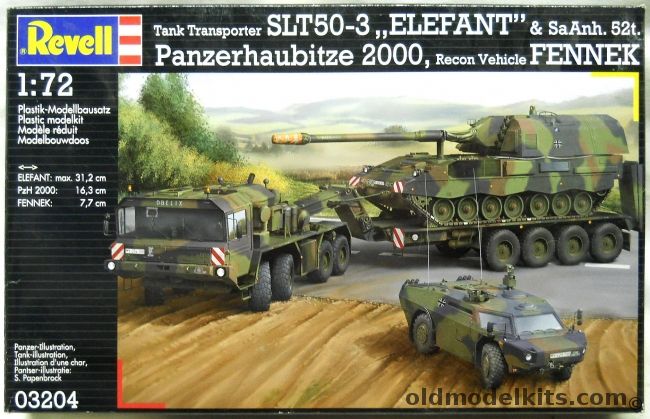 Revell 1/72 SLT50-3 Tank Transporter Elefant and Panzerhaubitze 2000 and Recon Vehicle Fennek, 03204 plastic model kit
