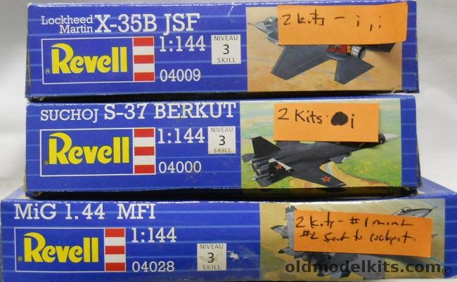 Revell 1/144 TWO X-35B JSF / TWO S-37 Berkut / TWO Mig 1.44 MFI, 04009 plastic model kit