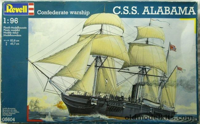 Revell 1/96 CSS Alabama - Confederate Warship - Civil War Raider with Sails, 05604 plastic model kit
