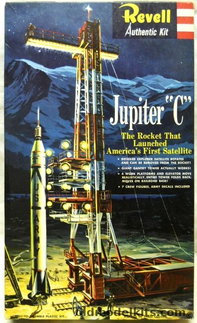 Revell 1/100 Jupiter C - With Working Gantry / Elevator / Explorer Satellite and Crew - 'S' Issue, H1819-198 plastic model kit