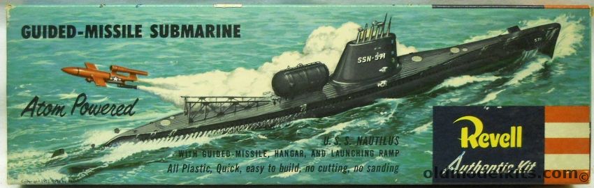 Revell 1/305 Nautilus SSN571 Guided Missile Submarine Atom Powered - Pre S Issue, H308-89 plastic model kit