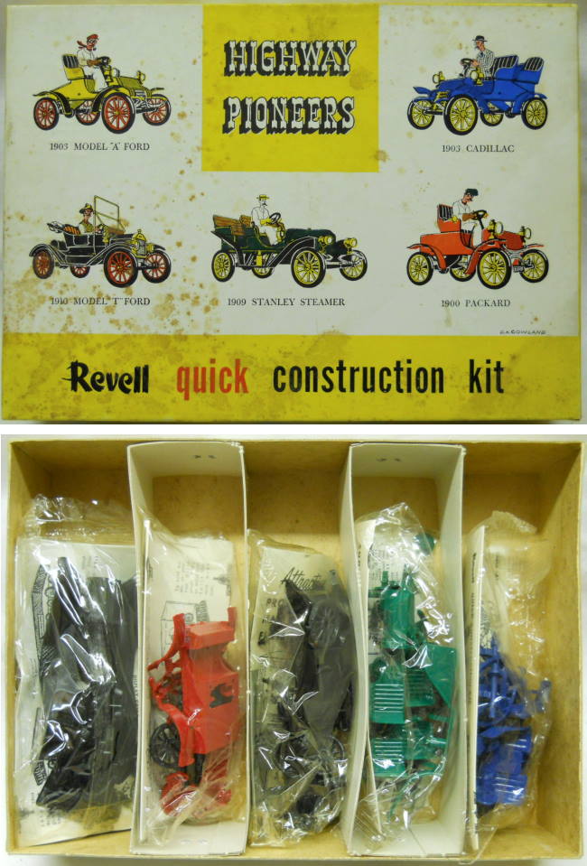 Revell 1/32 Highway Pioneers Five Kit Gift Set - 1903 Model A Ford / 1910 Model T Ford / 1909 Stanley Steamer / 1903 Cadillac / 1900 Packard, H37-345 plastic model kit