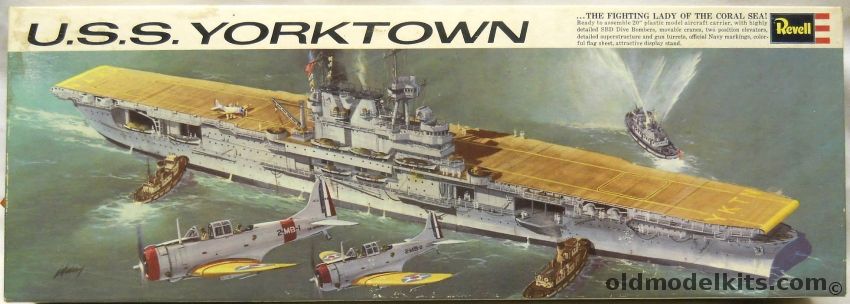 Revell 1/490 USS Yorktown CV-5 Aircraft Carrier, H383 plastic model kit