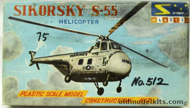 Sanwa 1/72 Sikorsky S-55 Helicopter, 109 plastic model kit