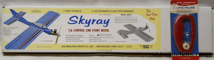 SIG Skyray - 1/2 A Control Line Stunt Model - 23.75 Inch Wingspan - With Carl Goldberg Safti-Flite 1/2A Control Handle, CL-23 plastic model kit