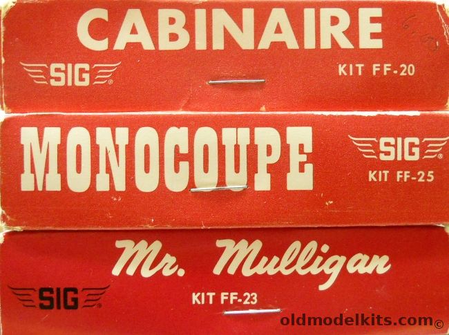 SIG Mr. Mulligan Racers  Moncoupe  Cabinaire - Balsa Flying Airplanes, FF-23 plastic model kit