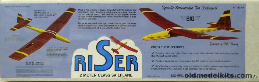 SIG Riser 2 Meter Class Sailplane - 78 Inch Wingspan, RC-52 plastic model kit