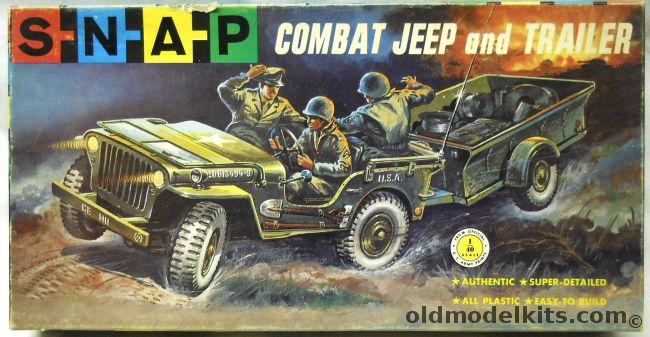 SNAP 1/40 Combat Jeep And Trailer - With 3 GIs - (ex Revell), 148-98 plastic model kit