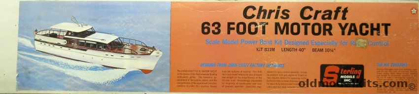 Sterling 1/19 Chris Craft 63 Foot Motor Yacht - With B-11F Fittings Set - 40 Inch Long For R/C or Static Display, B11M plastic model kit