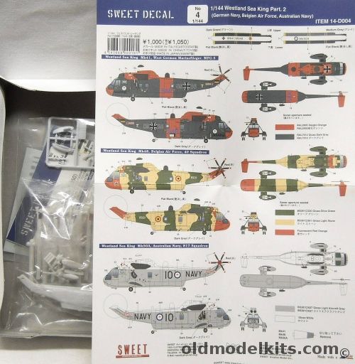 Sweet 1/144 TWO Westland Sea King Mk41 / Mk48 / Mk50A - Belgian Air Force 40 Squadron / West German Navy MFG-5 / Australian Navy 817 Squadron - (Seaking), 4 plastic model kit