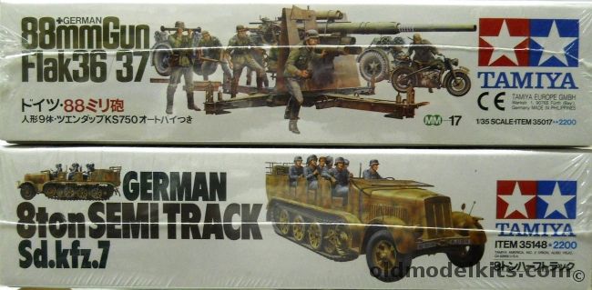 Tamiya 1/35 Sd. Kfz7 8 Ton Semi Track Truck And 88mm Gun Flak 36/37 - And Zundapp KS750 Motorcycle, 35148 plastic model kit