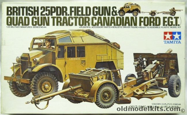 Tamiya 1/35 British 25pdr Field Gun and Quad Gun Tractor - Canadian Ford FGT, MM144 plastic model kit