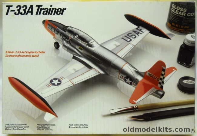 Testors 1/48 Lockheed T-33A Trainer - (ex Hawk), 578 plastic model kit