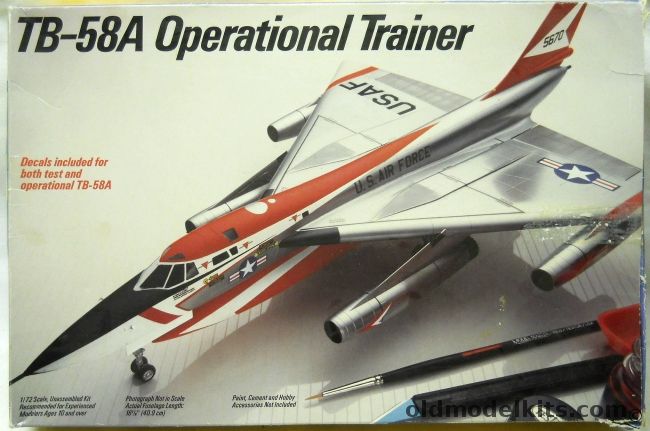 Testors 1/72 Convair TB-58A Operational Trainer, 676 plastic model kit