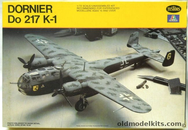Testors 1/72 Dornier Do-217 K-1 - Luftwaffe 1st Group 66 Sq France 1943 or Night Bomber of 3rd Group 2nd Sq France 1943/44, 864 plastic model kit