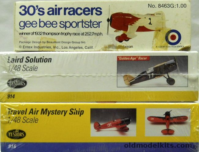 Testors 1/48 Laird Solution And Travel Air Mystery Ship And Entex Gee Bee Sportster - (All ex Hawk molds), 914 plastic model kit
