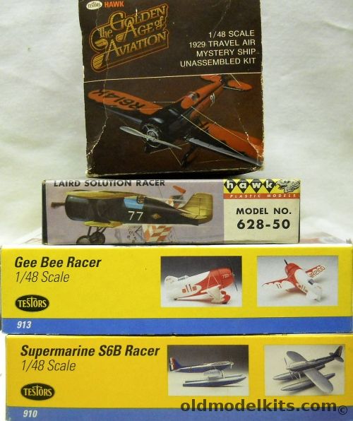 Testors 1/48 1929 Travel Air Mystery Ship / Hawk Laird Solution Racer / Testors Gee Bee Racer / Testors Supermarine S6B Racer, 916 plastic model kit