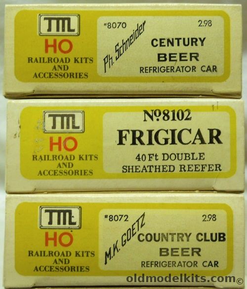 Train-Miniature HO Ph. Schneider Century Beer Refrigerator Car / North American Despatch Frigicar Reefer / M.K. Goetz Country Club Beer Reefer - HO Kits, 8070 plastic model kit