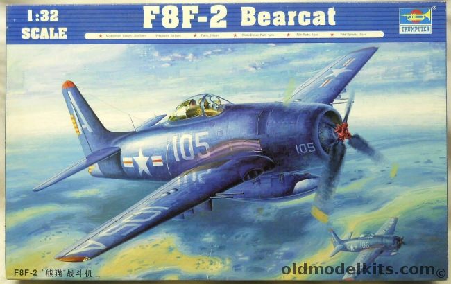 Trumpeter 1/32 Grumman F8F-2 Bearcat With Eduard PE And SAC Metal Landing Gear - (F8F), 02248 plastic model kit