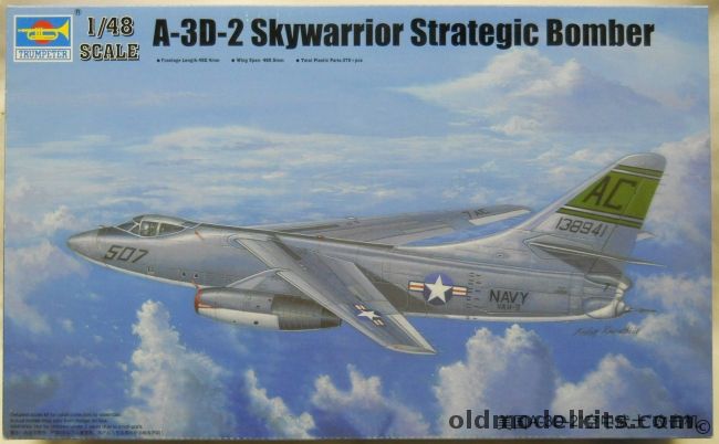 Trumpeter 1/48 A-3D-2 Skywarrior Strategic Bomber - (A3D / A-3D / A3D2), 02868 plastic model kit