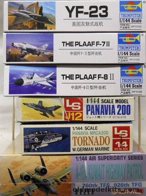 Trumpeter 1/144 YF-23 / F-7 II / F-8 II / LS Panavia Tornado / LS Panavia MRCA Tornado / DML A-10A Kuwait Highway Patrol, WP01332 plastic model kit