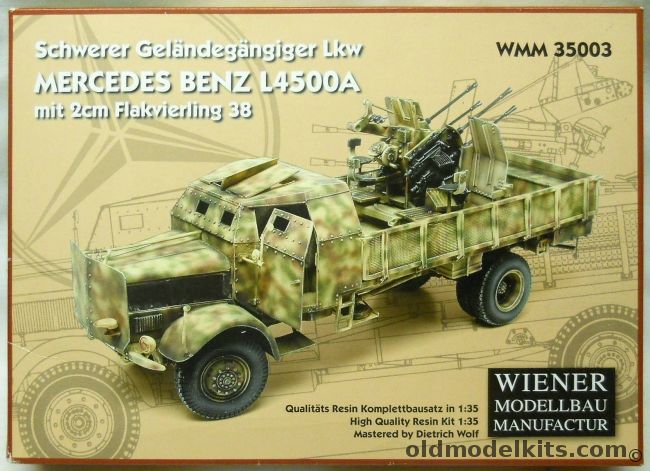 Wiener Modellbau 1/35 Mercedes Benz L4500A Mit 2cm Flakvierling 38 - Schwerer Gelandegangigger Lkw, WMM35003 plastic model kit