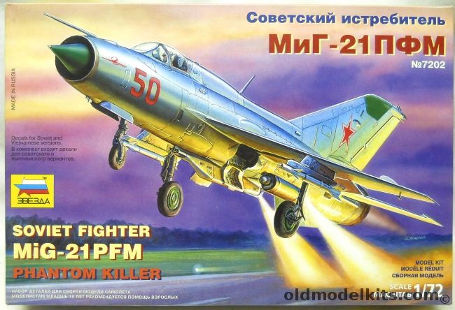 Zvezda 1/72 TWO KITS Mig-21PFM Phantom Killer Plus MAI Decals And #7208 Mig-29 Fulcrum, 7202 plastic model kit