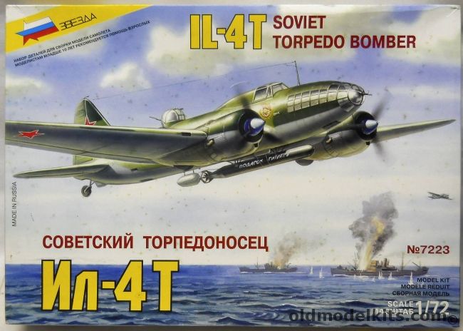 Zvezda 1/72 Ilyuschin Il-4T Soviet Torpedo Bomber, 7223 plastic model kit