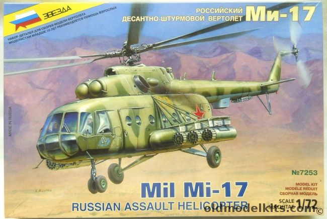 Zvezda 1/72 Mil Mi-17 - Russian Assault Helicopter, 7253 plastic model kit