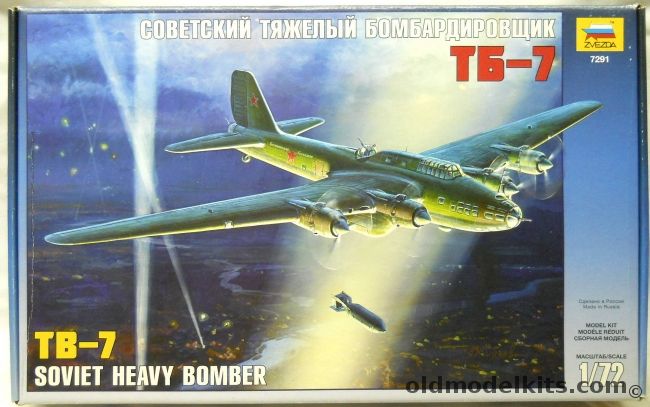 Zvezda 1/72 TB-7 Soviet Heavy Bomber - Radial Engined PE-8, 7291 plastic model kit